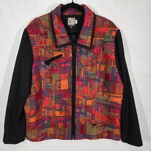 Vintage BETS-CANVASBACK 80s 90s Retro MULTICOLOR Geometric Tapestry Jacket Sz 2X